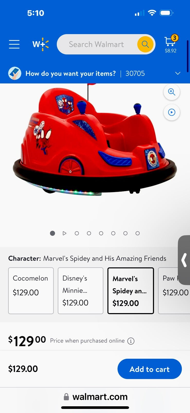 6V Spider-Themed Electric Bumper Car Ride-On for Kids