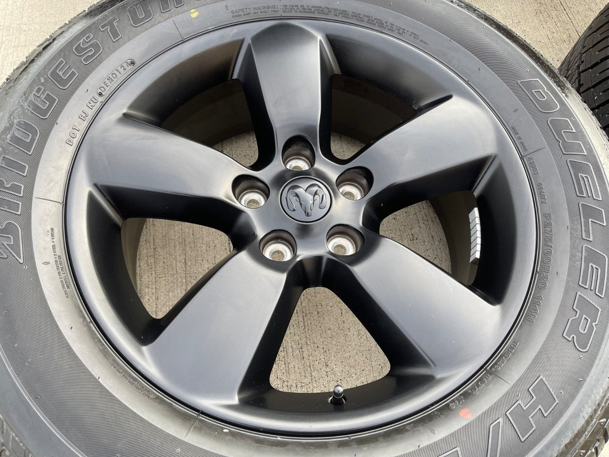 20" Dodge Ram 1500 OEM wheels rims 2495 black 5x139 tires BRIDGSETONE NEW Texas Truck Tire
