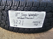 18" Jeep Wrangler Sahara OEM wheel rim 9221 spare 2020 2021 2022 2023 2024 2025 Texas Truck Tire