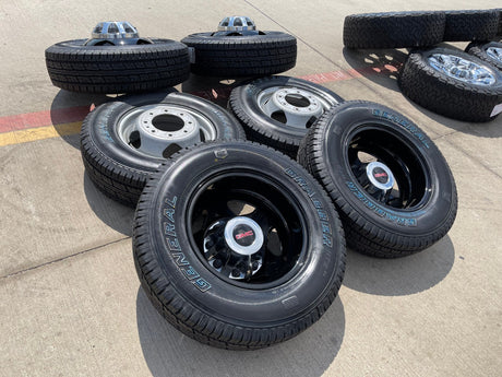 17" GMC Sierra Chevy Silverado 3500 Black Dually rims wheels OEM 5519 5520 NEW Texas Truck Tire