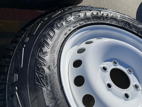 17" INEOS Grenadier OEM steel wheels rims WHITE tires 2024 2025 2026 NEW Texas Truck Tire