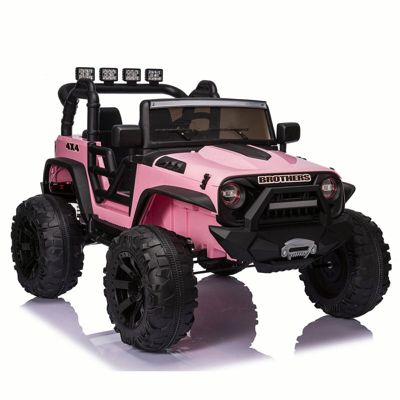 2 Seater 24V Kids Ride On Truck with Remote Control, LED Lights, and 3 Speeds - 2x200W Power