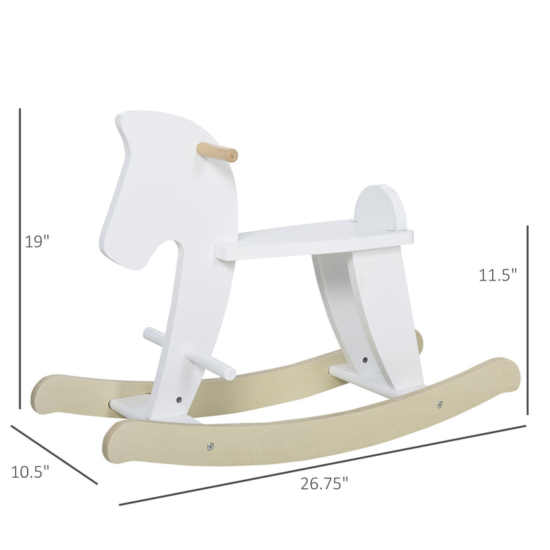 Wooden Rocking Horse Ride-On Toy with Safety Class for Toddlers 1-3 Years