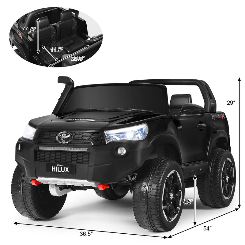 Licensed Toyota Hilux Ride On Truck Car 2-Seater 4WD with Remote Control - Painted Black