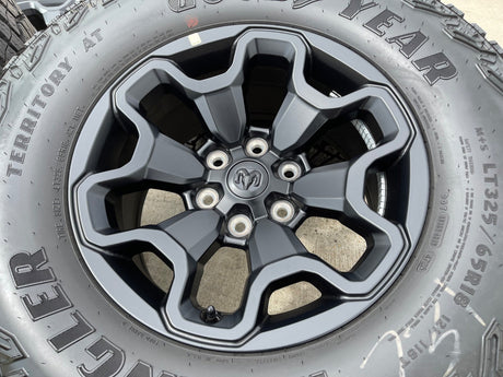 18" Dodge Ram 1500 TRX RHO Black OEM 66002 wheels rims TERRITORY A/T 35" NEW Texas Truck Tire