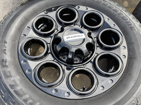 20" Ford F-250 F-350 OEM black Lariat wheels rims 10299 10484 tires NICE SET Texas Truck Tire