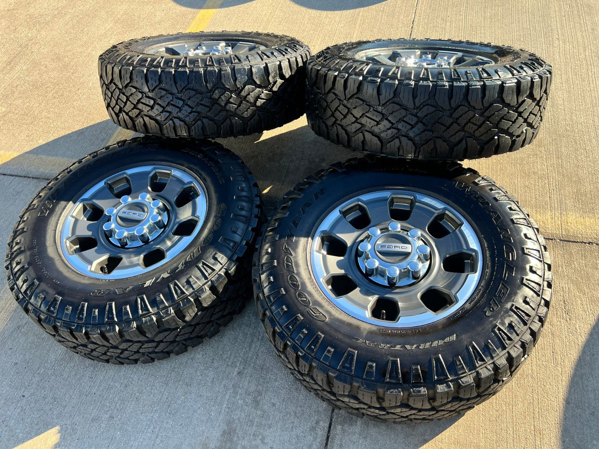 18" Ford F-250 F-350 OEM TREMOR rims wheels 10482 tires 35" DURATRAC R/T Texas Truck Tire