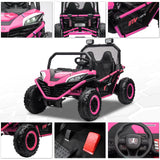 24V Kids 2-Seater Pink Ride-On UTV Toy with 400W Motor, Metal Frame, and EVA Wheels