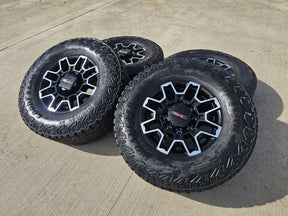 18" GMC Sierra AT4X Chevy Trail Boss 2500 OEM 14136 wheels rims GOODYEAR 35" Texas Truck Tire