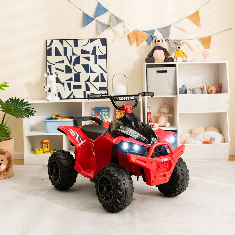 Red Kids Ride-on ATV with Headlights and Music - Powered by 12V Battery