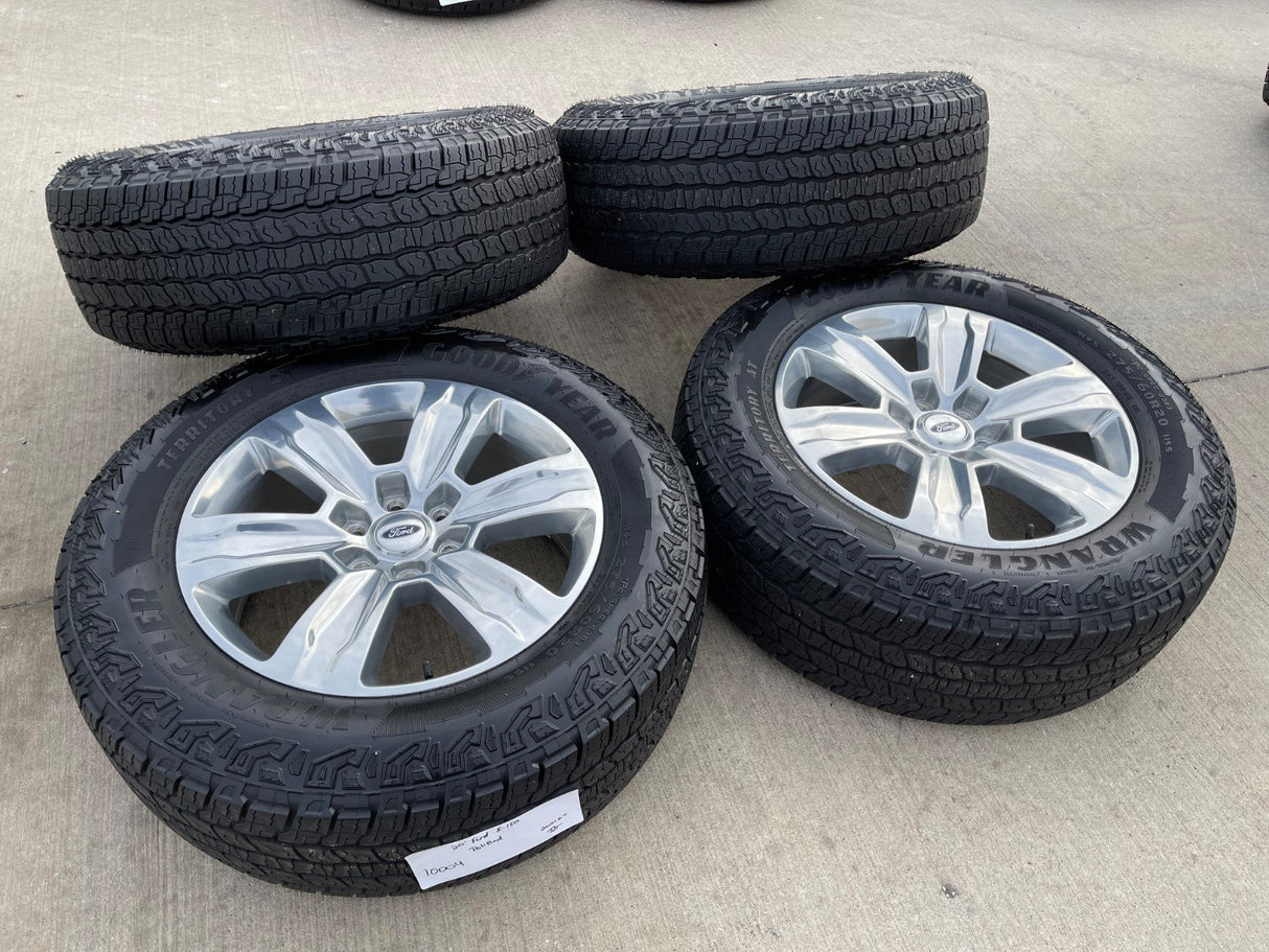 20" Ford F-150 Expedition OEM rims wheels polished 10004 tires GOODYEAR A/T Texas Truck Tire