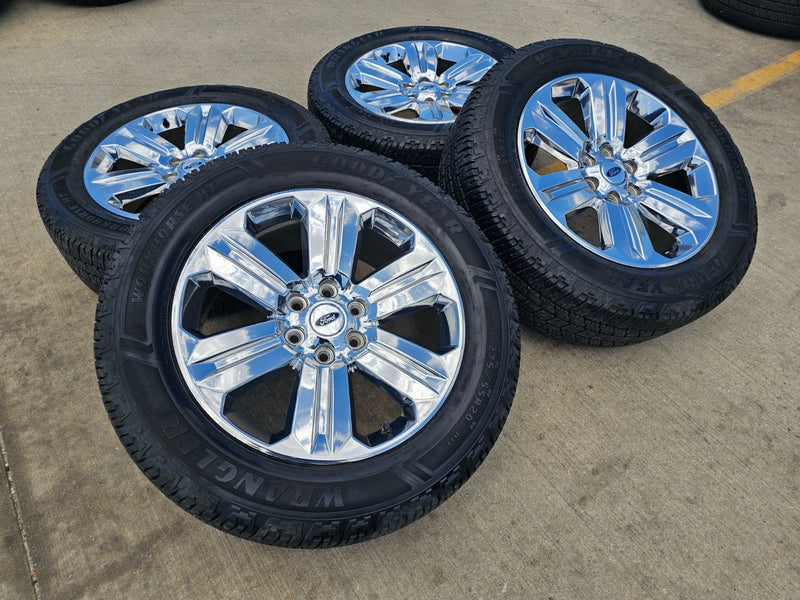 20" Ford F-150 Expedition OEM Lariat rims wheels 10171 CHROME NICE SET Texas Truck Tire