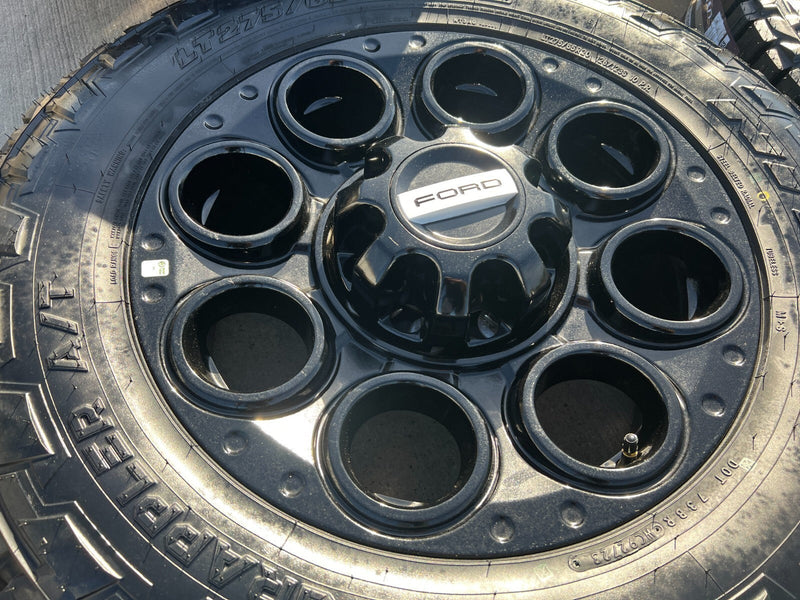 20" Ford F-250 F-350 OEM black TREMOR wheels rims 10299 10484 NEW NITRO A/T Texas Truck Tire