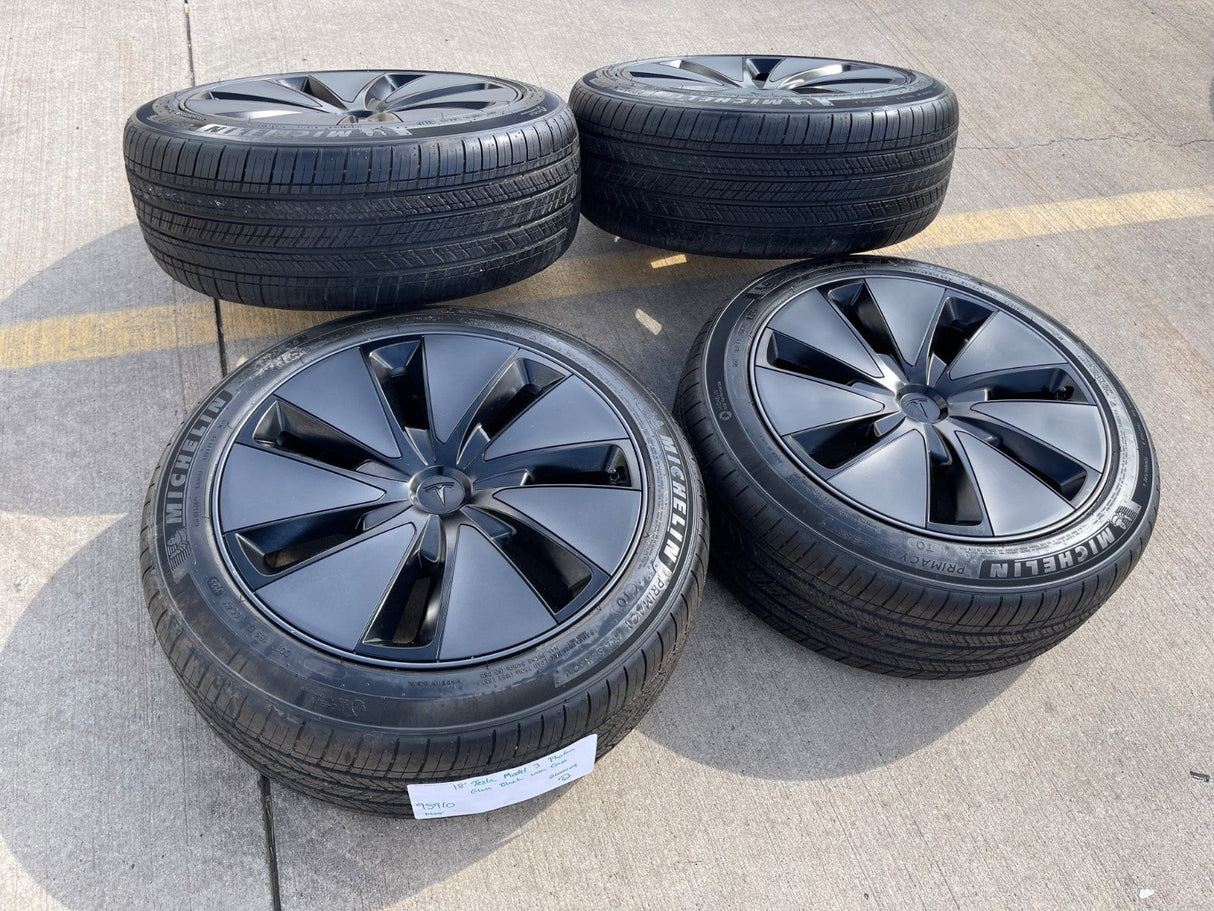 18" Tesla Model 3 OEM Photon 95910 wheels rims 2024 2025 2026 2027 NEW MICHELIN Texas Truck Tire