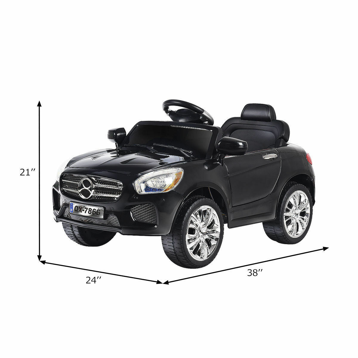 HoneyJoy 6V Kids Ride On Car with RC Remote Control, Battery Powered and LED Lights