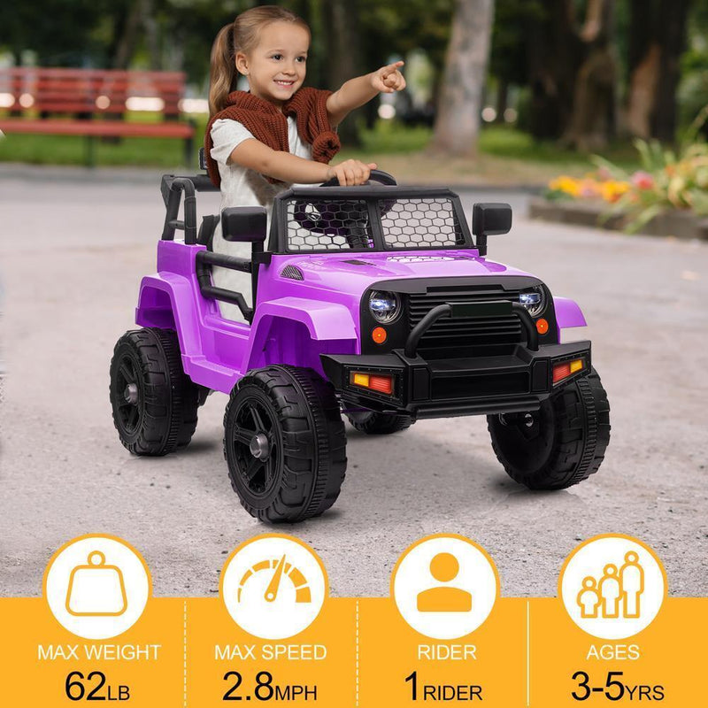 Electric Ride-On Car for Kids with Music, Lights, and Remote Control - Purple