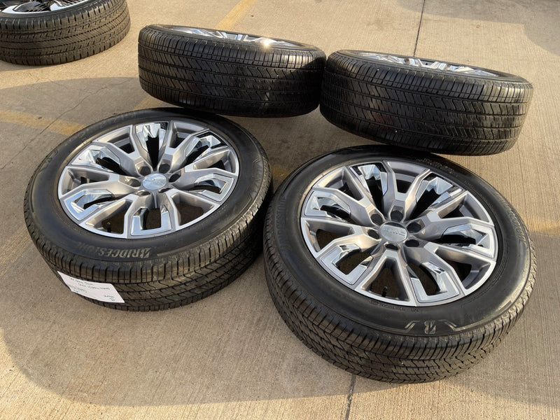 22" GMC Yukon Chevy Tahoe Escalade OEM 95513 14134 wheels rims BRIDGESTONE NEW Texas Truck Tire