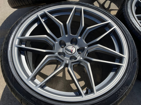 20" + 21" Chevy Corvette Z06 C8 OEM wheels rims 95580 95581 tires 2023 2024 2025 Texas Truck Tire