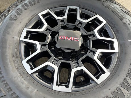 18" GMC Sierra AT4X Chevy Trail Boss 2500 OEM 14136 wheels rims GOODYEAR 35" Texas Truck Tire
