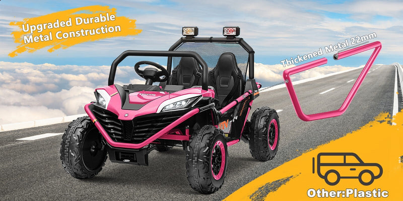 24V Kids 2-Seater Ride-On UTV Truck with 300W Motor, Remote Control, and EVA Tires - Pink