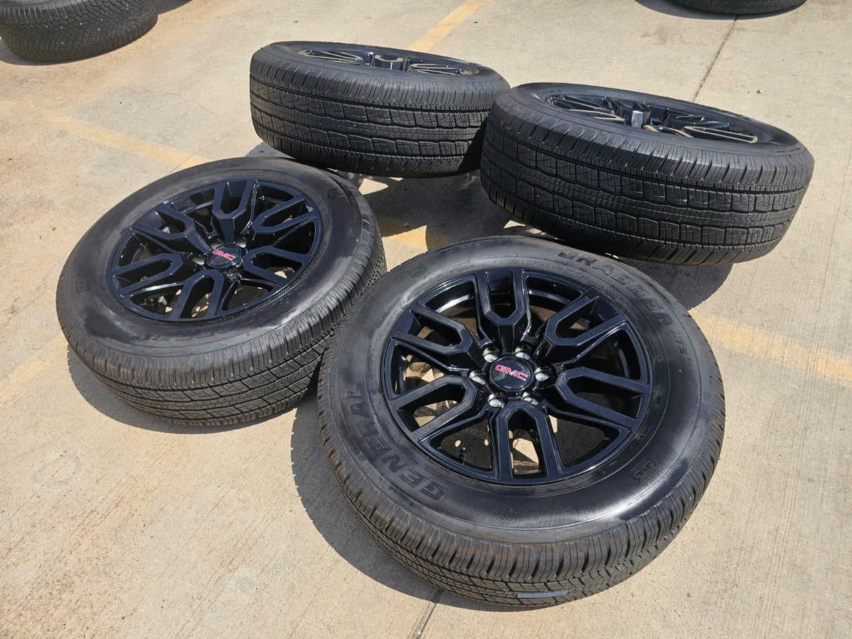 20" GMC Sierra Yukon Chevy OEM black 5914 5918 wheels rims 2023 2024 2025 2026 Texas Truck Tire