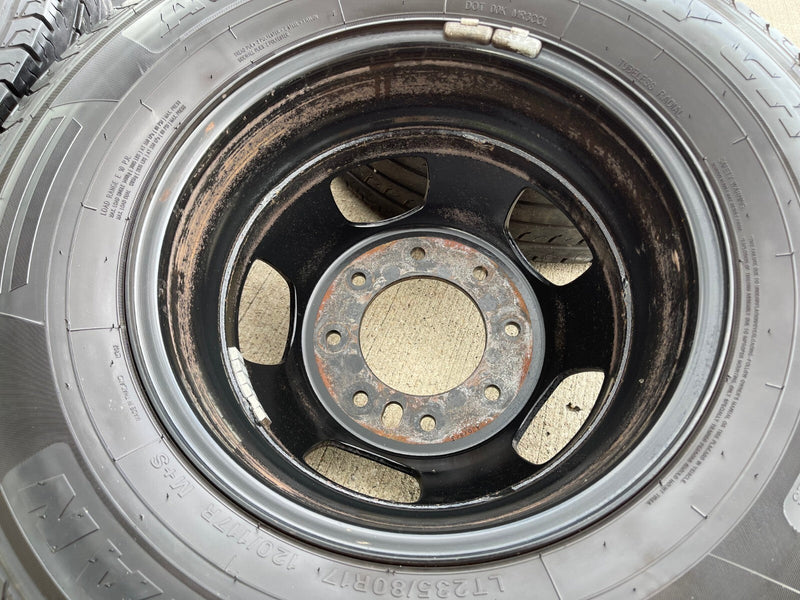 17" Dodge Ram 3500 Dually Laramie 8x200 wheels rims 2703 2704 OEM IRONMAN Texas Truck Tire