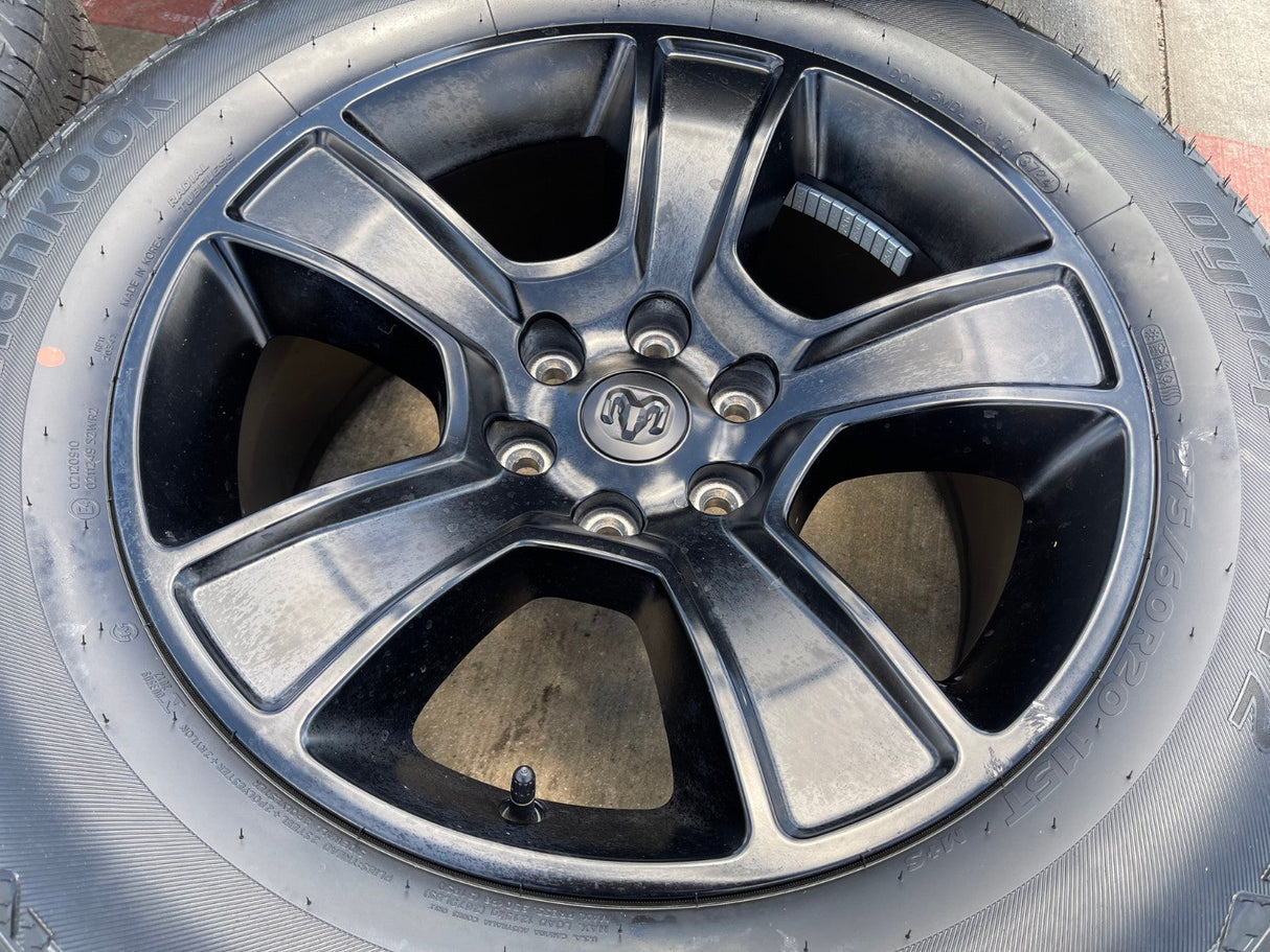 20" Dodge Ram 1500 OEM LIMITED Black 2676 2723 wheels rims NEW HANKOOK A/T2 Texas Truck Tire