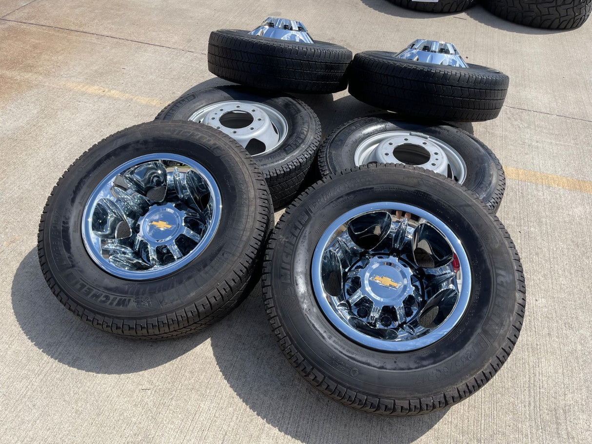 17" Chevy Silverado GMC Sierra 3500 Dually OEM 8094 rims wheels tires MICHELIN Texas Truck Tire