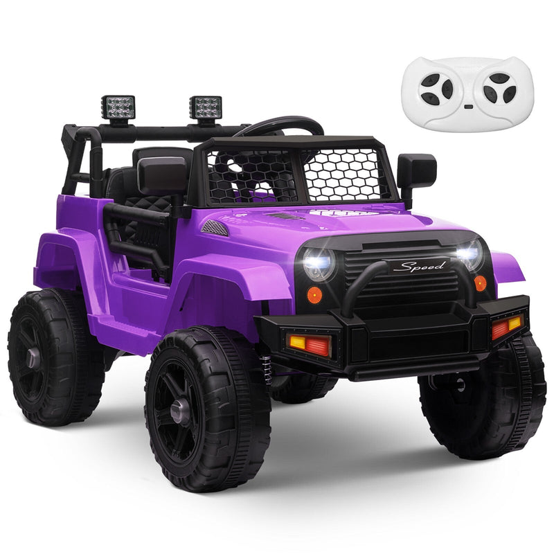 12V Kids Ride-On Truck with Power Wheels, LED Lights, and Parental Remote Control