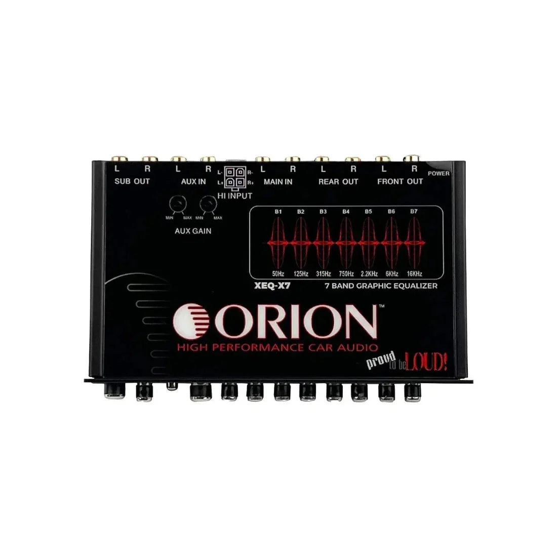 Orion XEQ-X7 7-Band Graphic Equalizer w/ Front AUX Input Orion