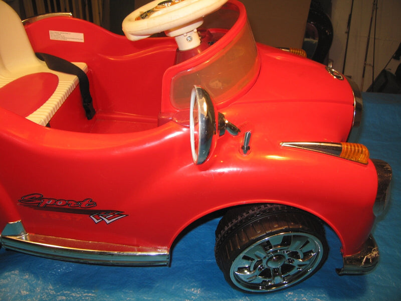 6V Red Kids Ride-On Car with Chrome Details, Mercedes Style Collectible Design