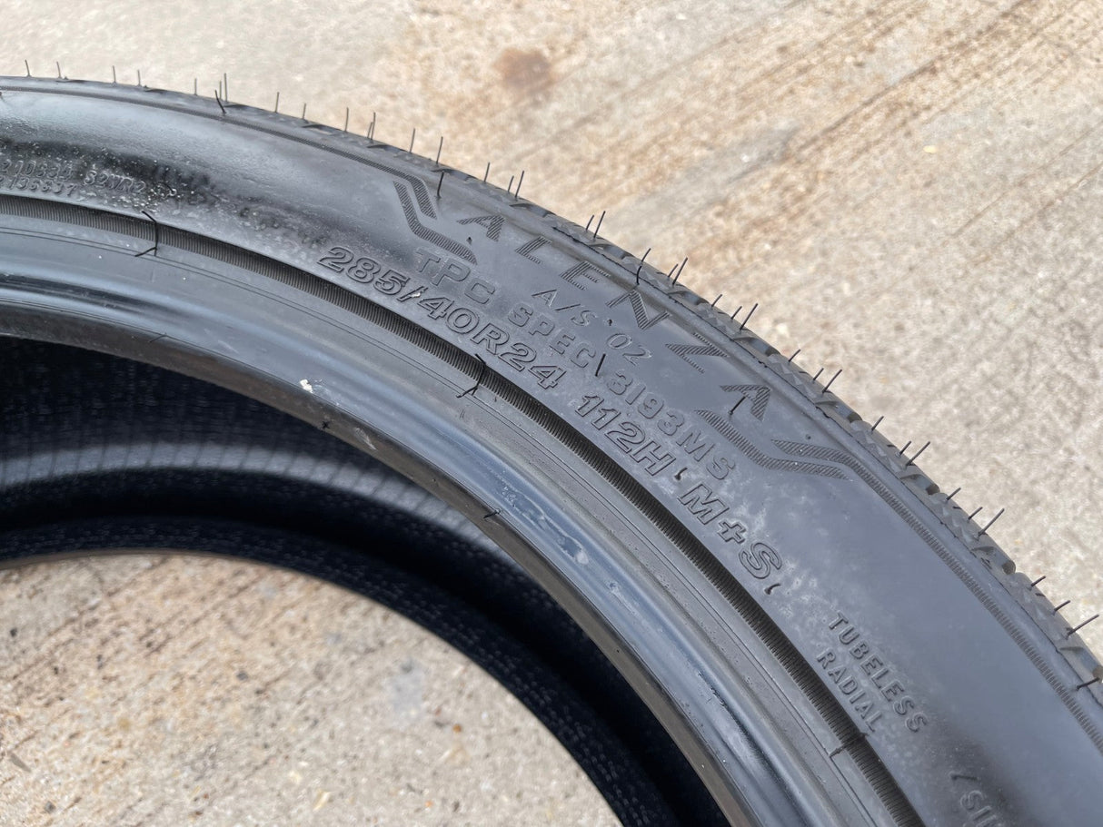 (4) 285/40/24 Bridgestone Dueler Alenza A/S02 tires 112H M+S NEW Texas Truck Tire