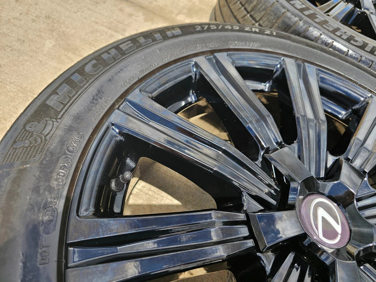 21" Lexus LX570 Toyota Land Cruiser OEM 74341 black wheels rims tires Texas Truck Tire