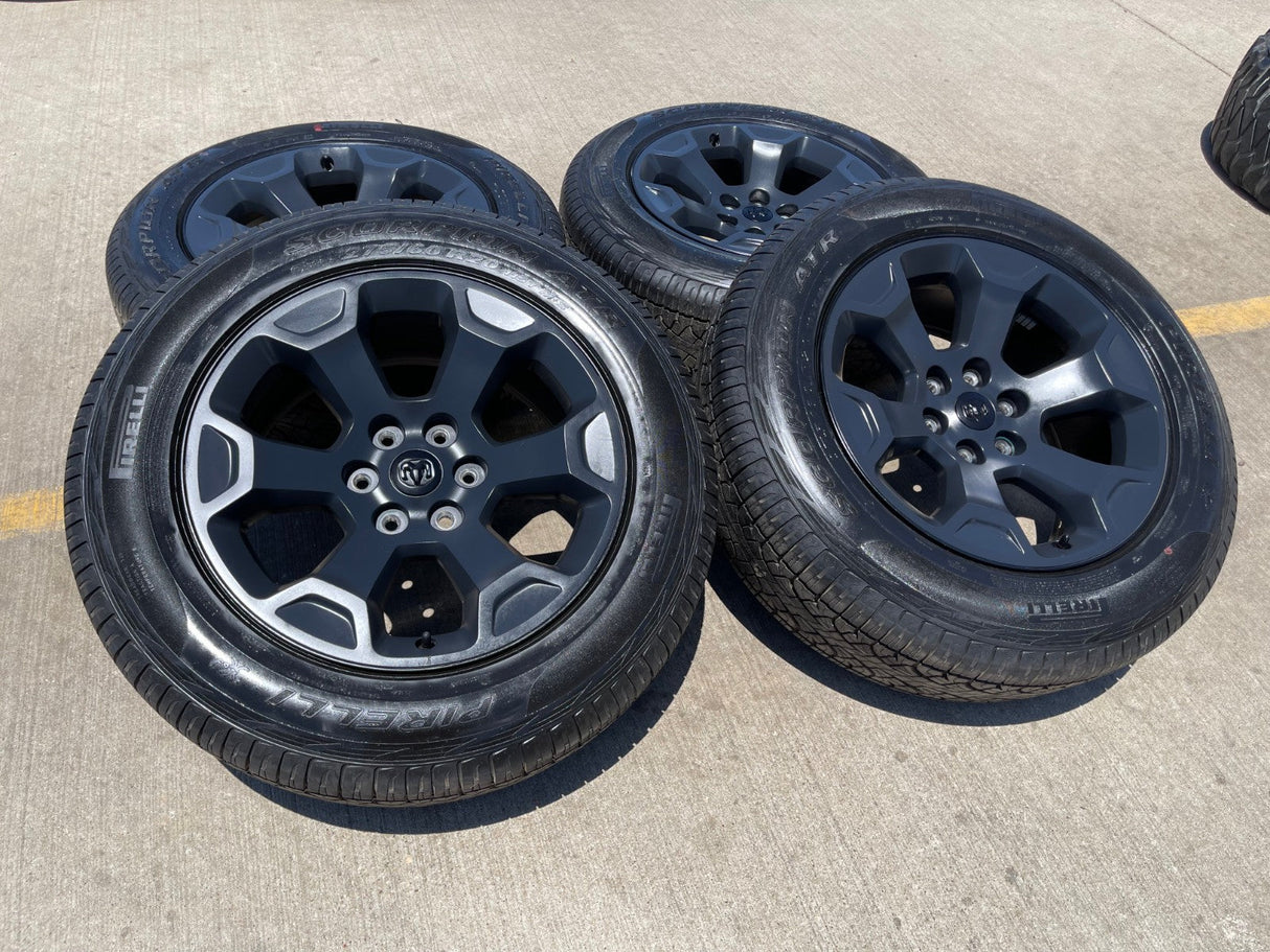 20" Dodge Ram 1500 OEM Laramie Black 2680 wheels rims tires 2024 2025 2026 NEW Texas Truck Tire