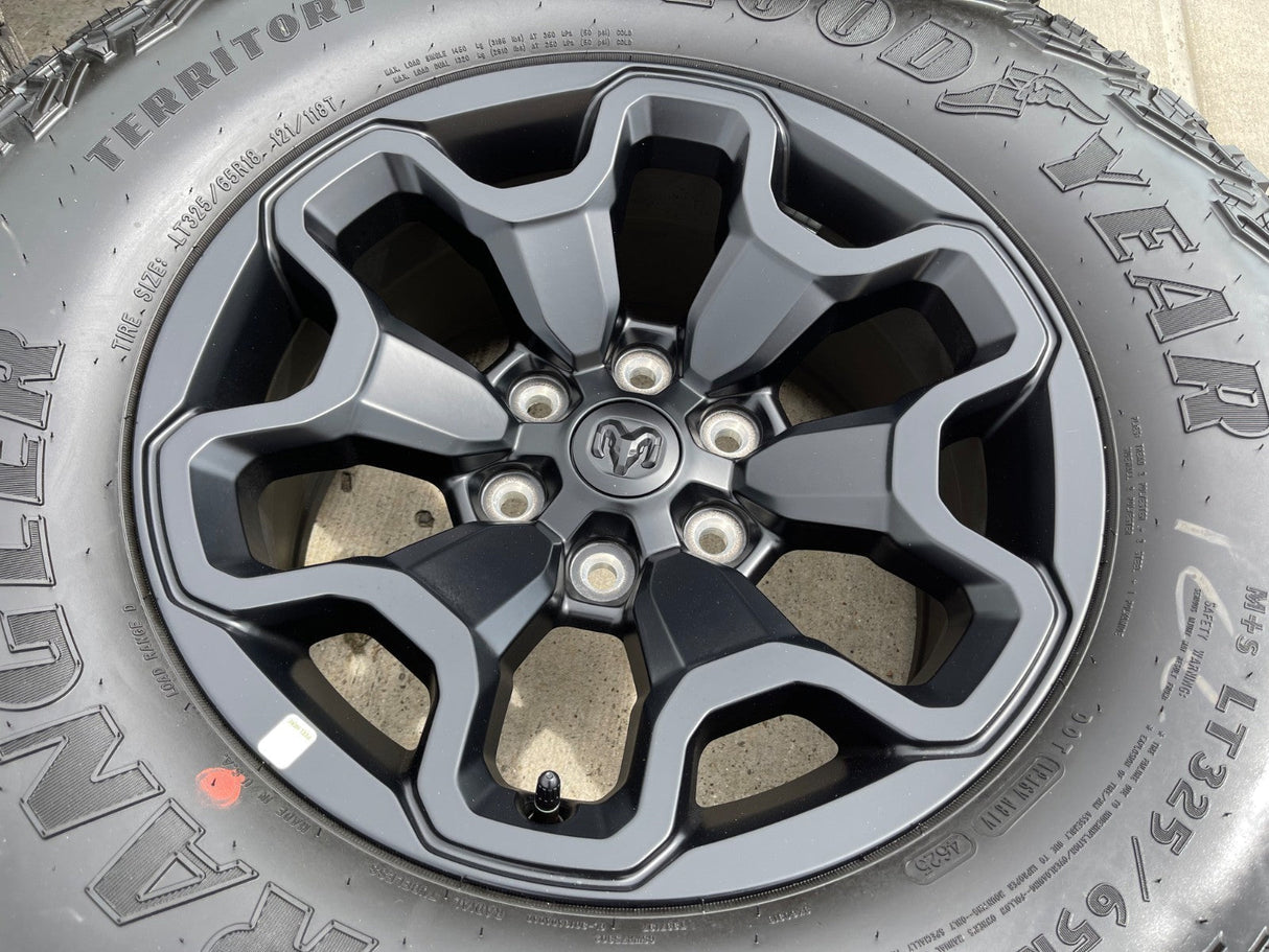 18" Dodge Ram 1500 TRX RHO Black OEM 66002 wheels rims TERRITORY A/T 35" NEW Texas Truck Tire