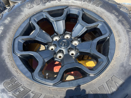 18" Dodge Ram 1500 TRX RHO Black OEM 66002 wheels rims TERRITORY M/T 35" Texas Truck Tire