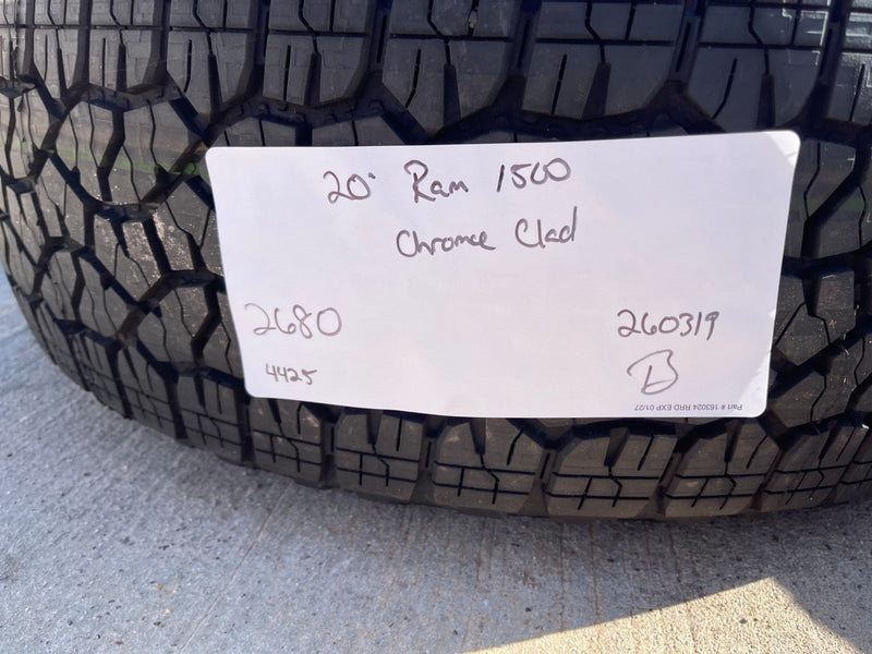 20" Dodge Ram 1500 OEM Laramie CHROME 2680 wheels rims 2025 2026 GOODYEAR NEW Texas Truck Tire