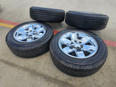 20" GMC Yukon Sierra Chevy Tahoe OEM 5420 CHROME wheels rims YOKOHAMA Texas Truck Tire