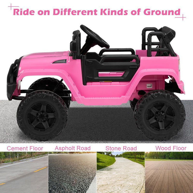 Electric 12V Pink Kids Ride-On Truck with 2.4G Remote Control and 3 Speed Modes