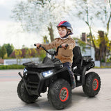 Kids Ride-On Toy Vehicle Quad ATV 14" - Black, MP3 Player, LED Lights - Suitable for 3+ Years