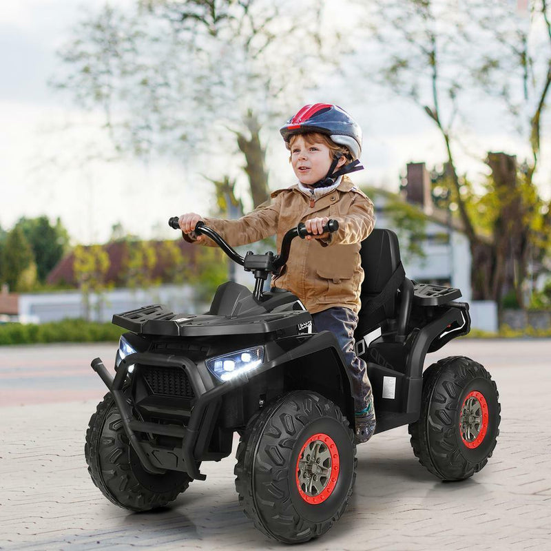 Kids Ride-On Toy Vehicle Quad ATV 14" - Black, MP3 Player, LED Lights - Suitable for 3+ Years