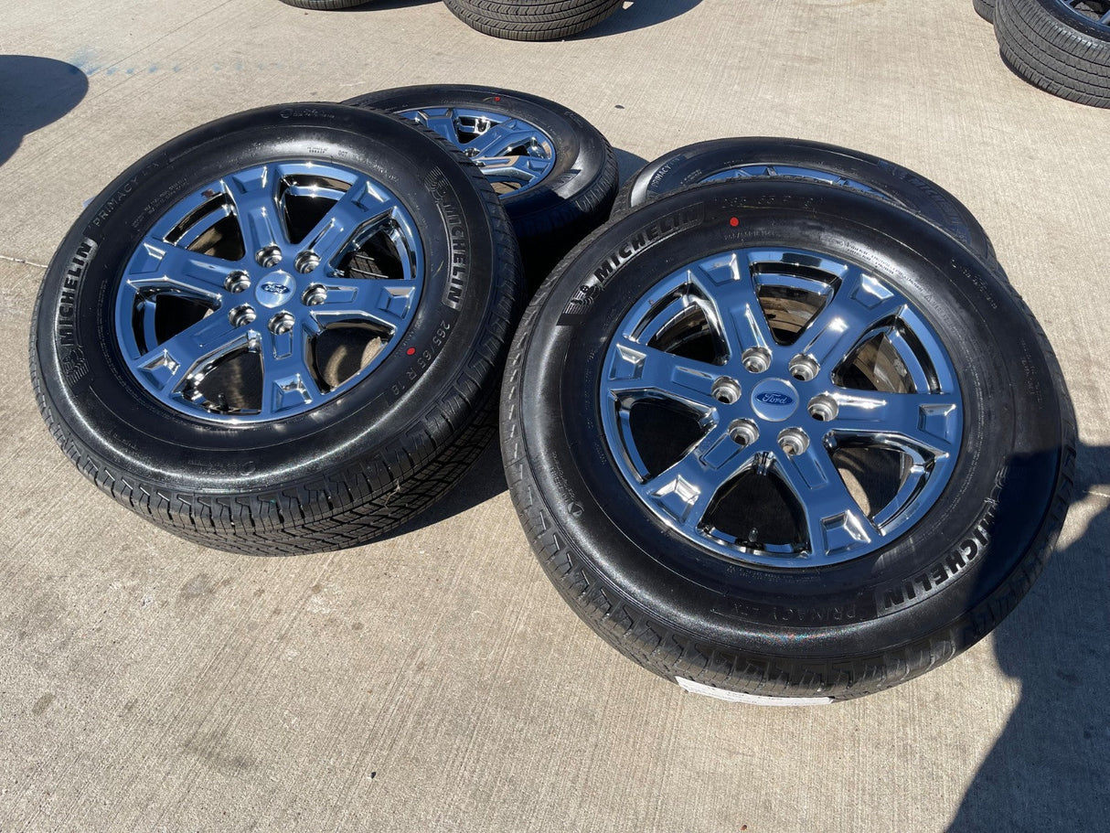 18" Ford F-150 Expedition OEM 10343 chrome rims wheels 2024 2025 2026 MICHELIN Texas Truck Tire