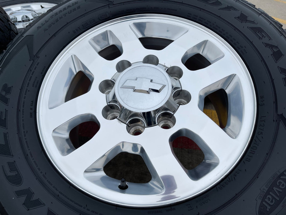 18" Chevy Silverado GMC Sierra 2500 3500 OEM 5502 wheels rims tires GOODYEAR Texas Truck Tire