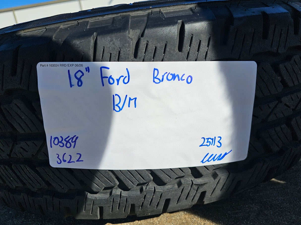 18" Ford Bronco wheels rims black 10389 Ranger tires 2023 2024 2025 2026 A/T Texas Truck Tire