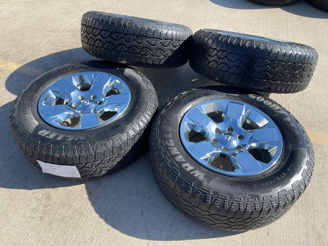 18" Ram 1500 OEM CHROME 2669 wheels rims 2021 2022 2023 2024 2025 2026 GOODYEAR Texas Truck Tire
