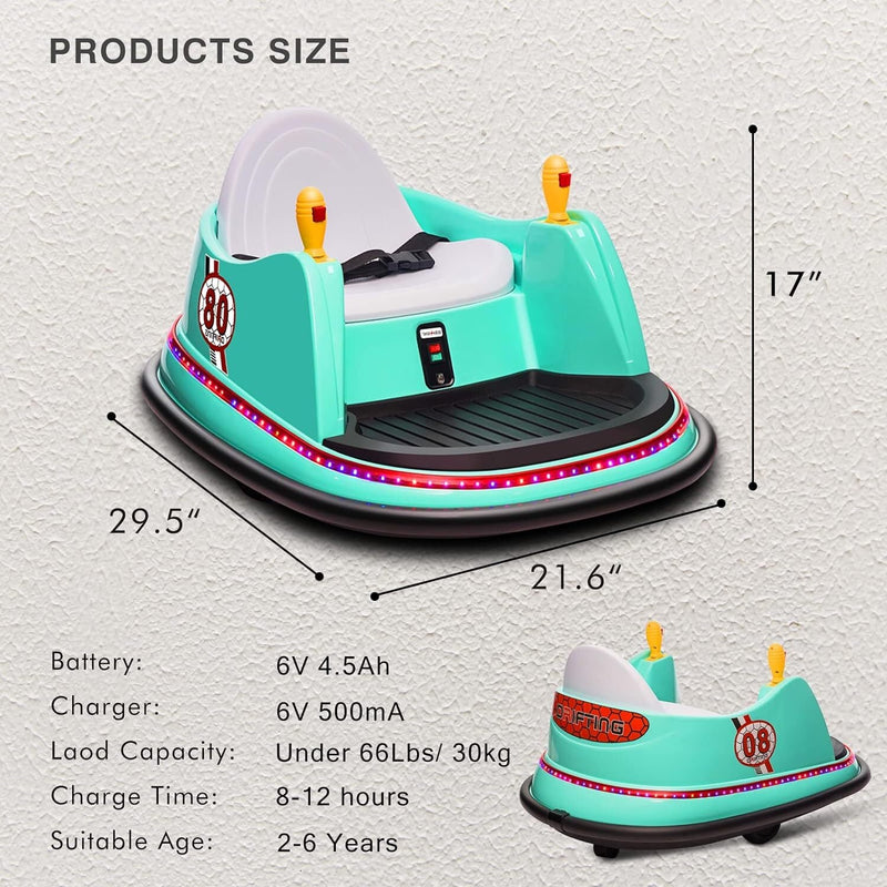 6V Electric Ride-On Bumper Car with Remote Control for Kids and Toddlers