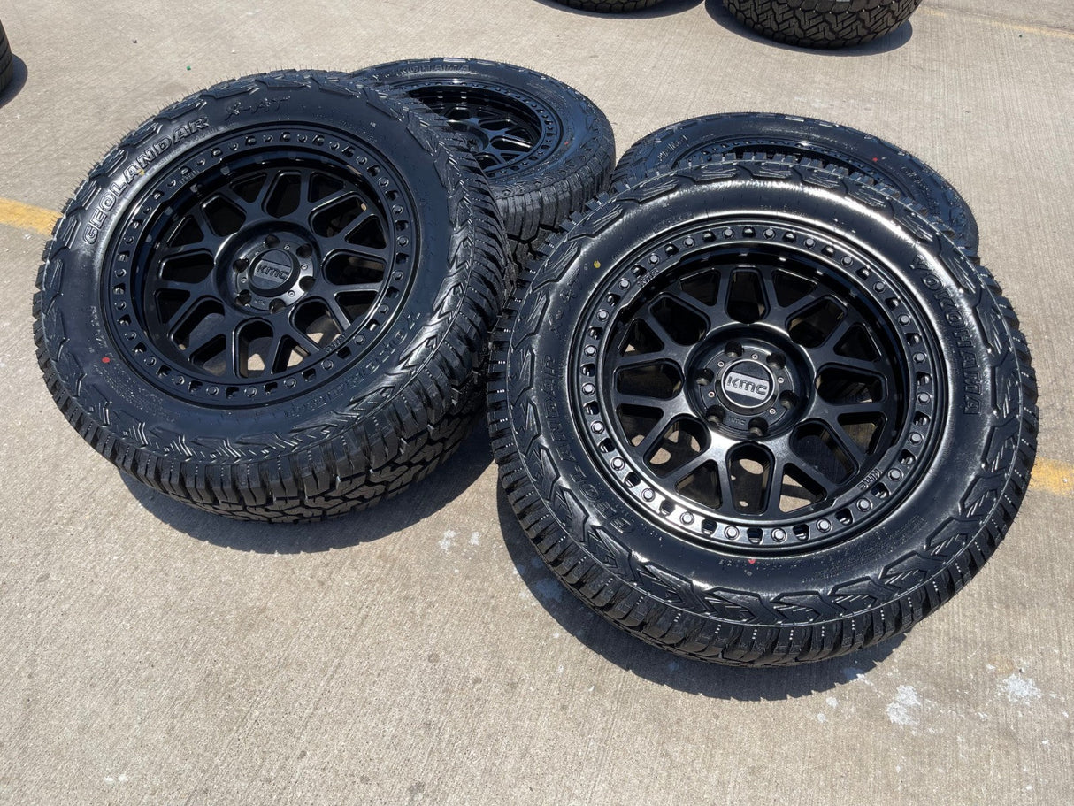 20x9 20" KMC KM549 Ford Expedition F-150 6x135 wheels rims tires 33" NEW Texas Truck Tire