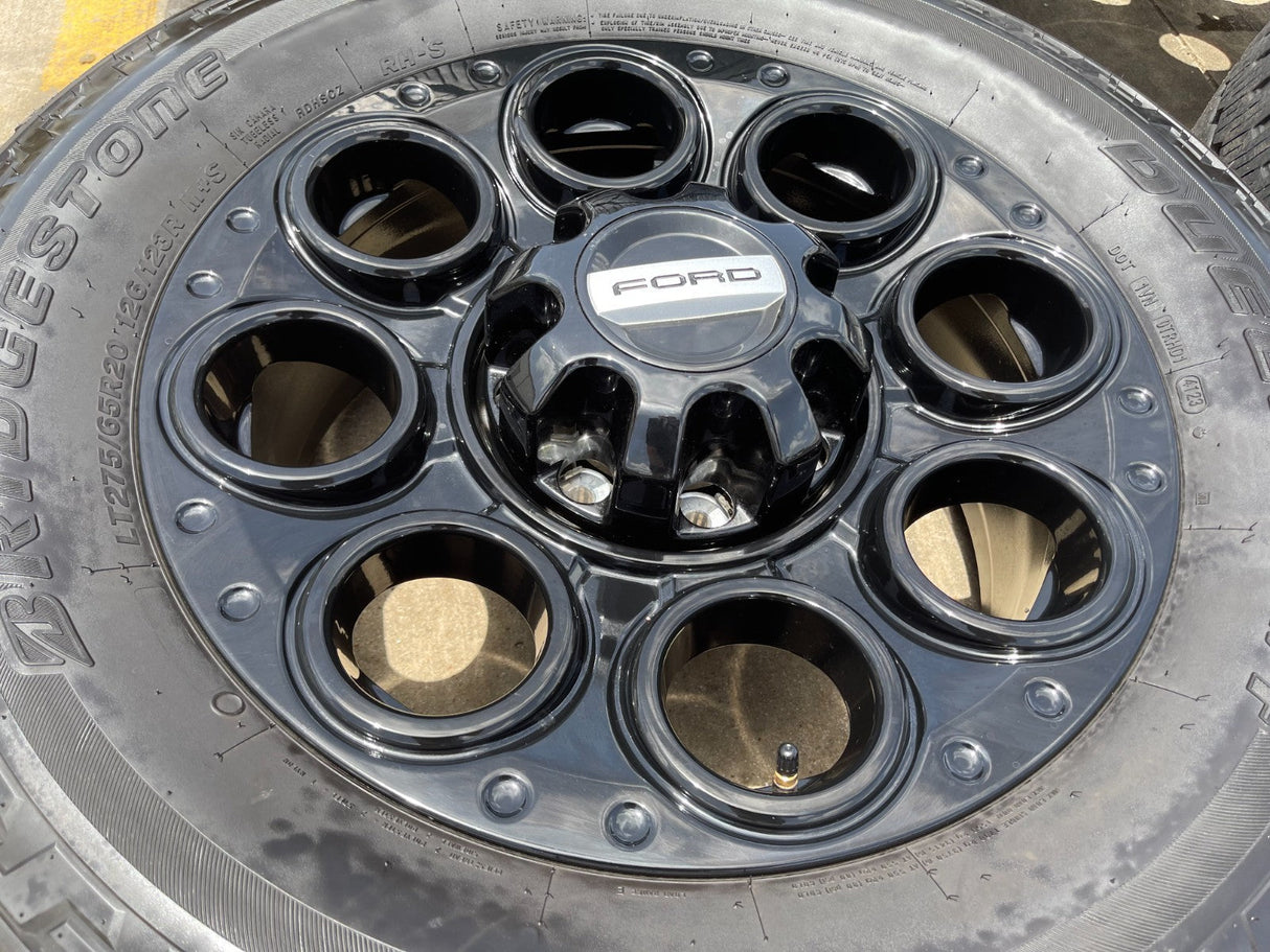 20" Ford F-250 F-350 OEM black TREMOR wheels rims 10299 10484 tires Texas Truck Tire
