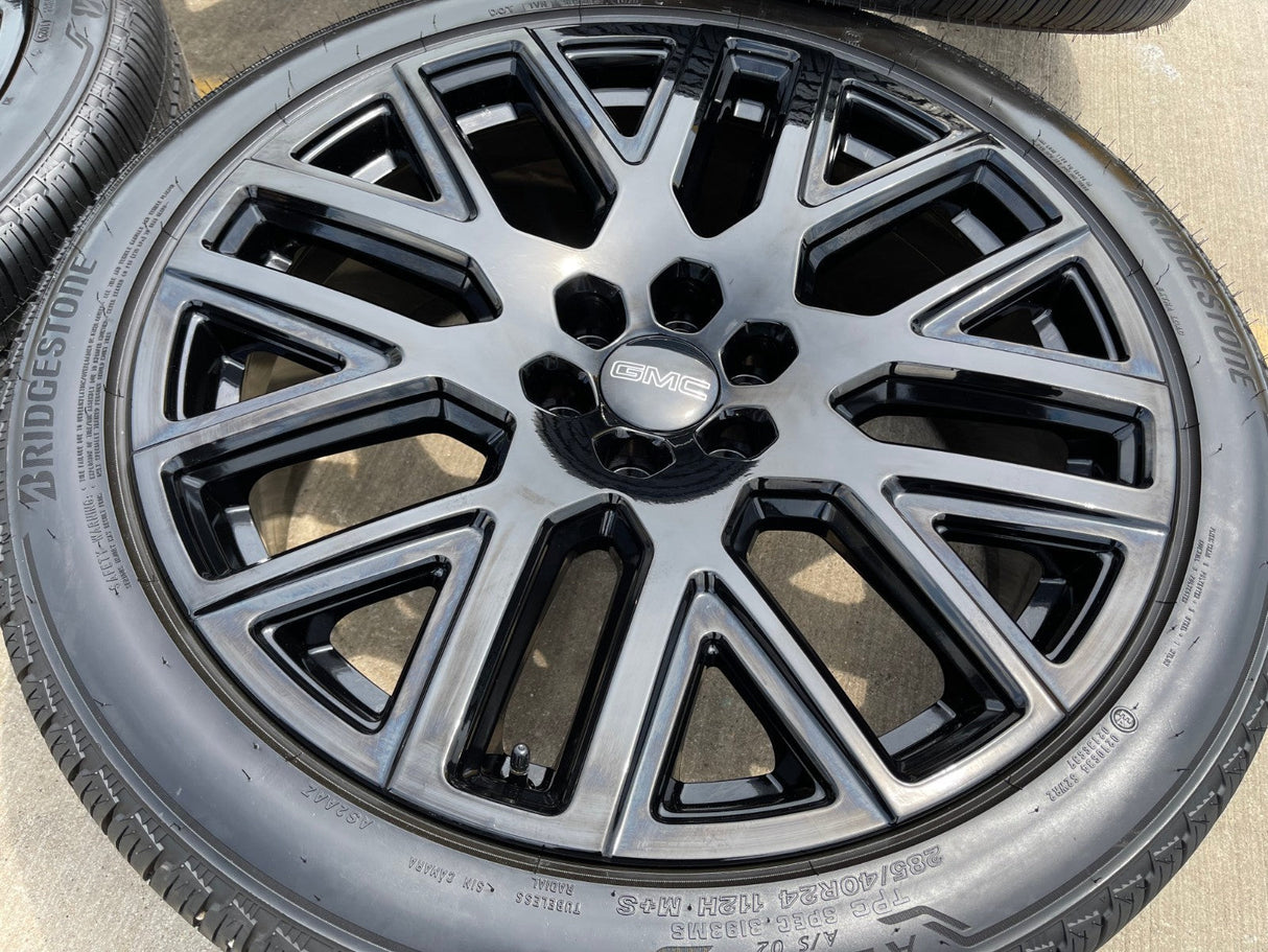 24" GMC Yukon Sierra DENALI OEM wheels rims black 2022 2023 2024 2025 2026 NEW Texas Truck Tire