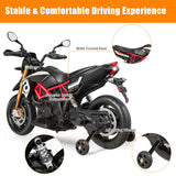 12V Kids Ride-On Aprilia Motorcycle with Training Wheels - Black